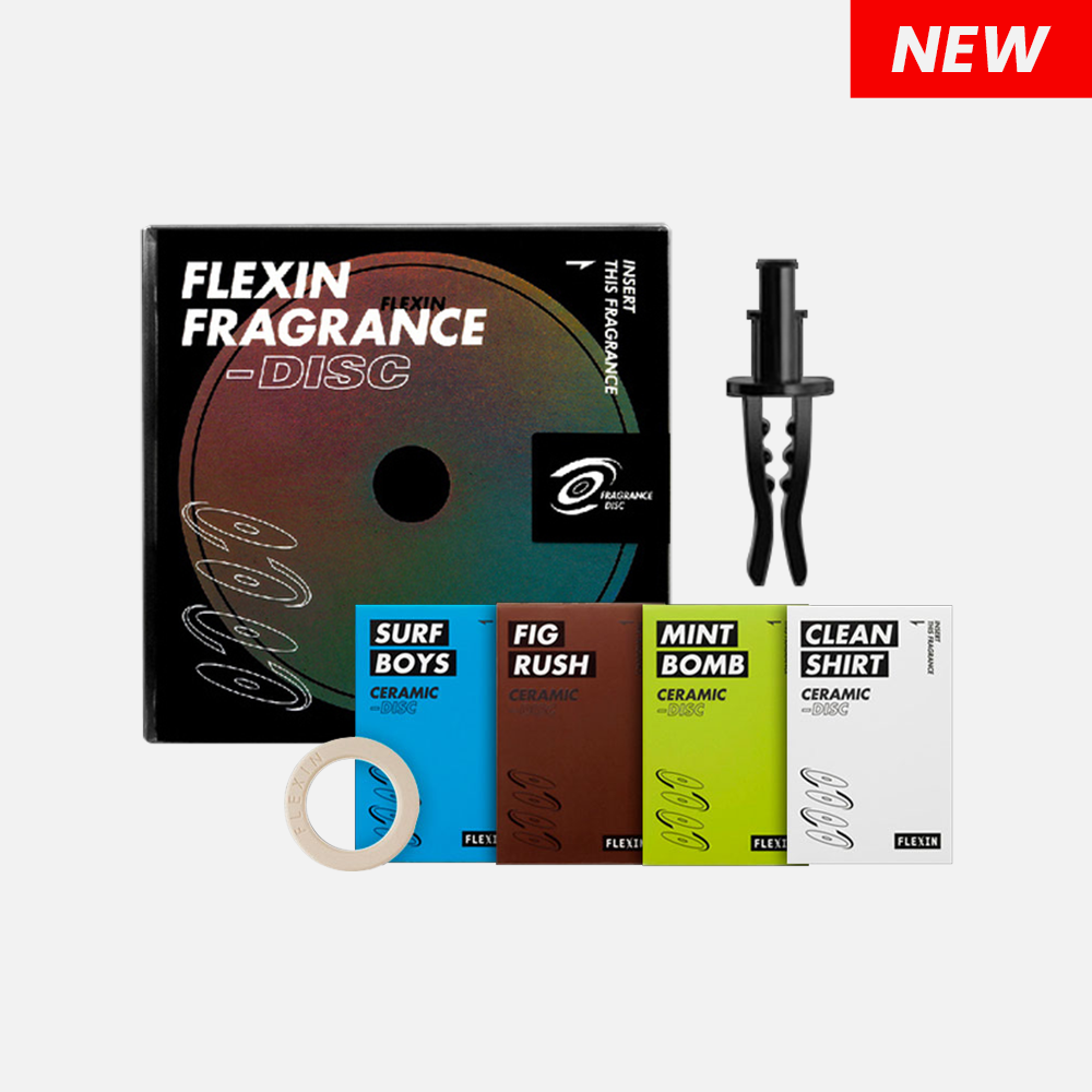 Flexin ceramic car diffuser clip in 4 flavors, Lemon & Lavender / Fig & Cedarwood / Mint & Ginger / Pear & Fern. 